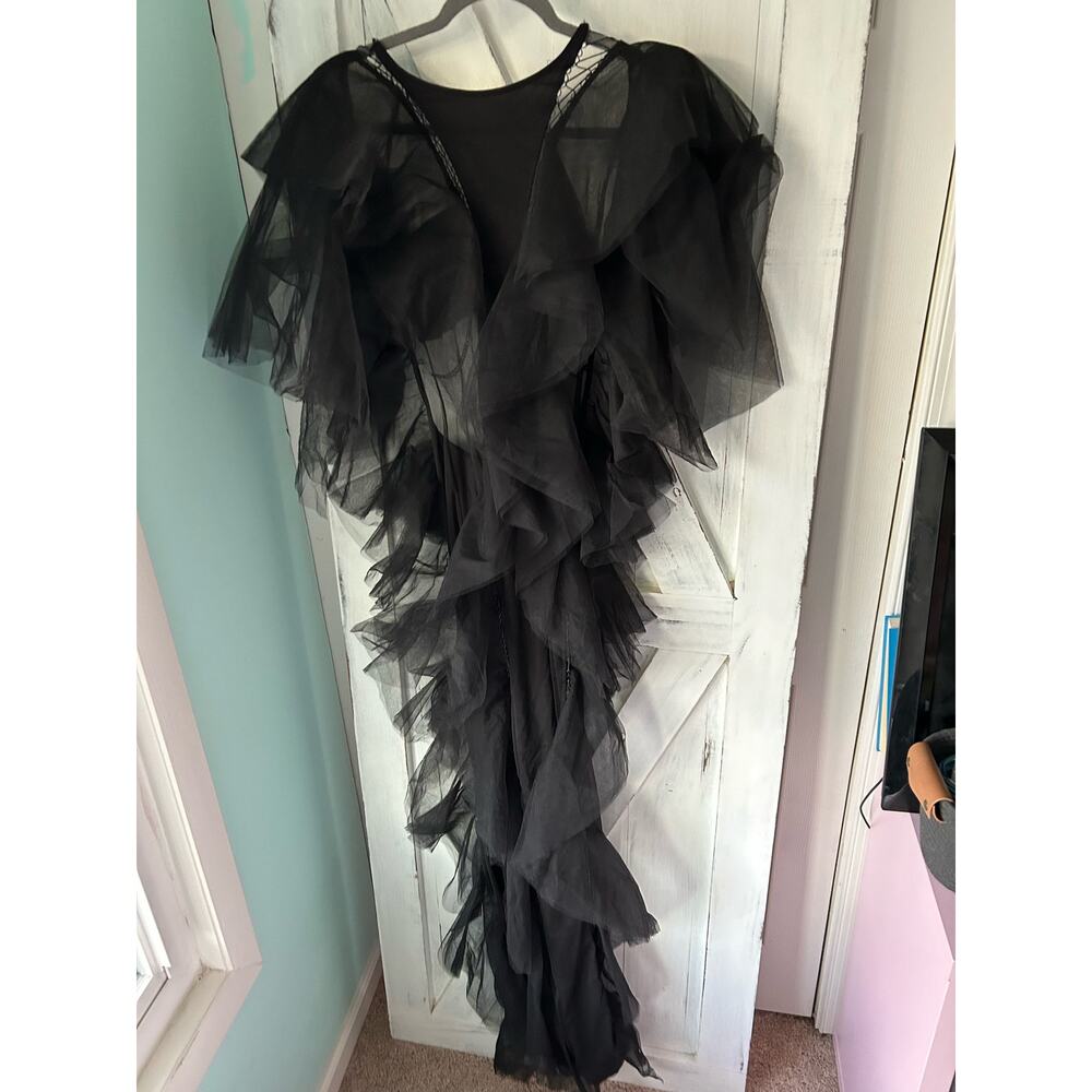 KikiRiki Tulle Transparent Backless Ruffle Gown